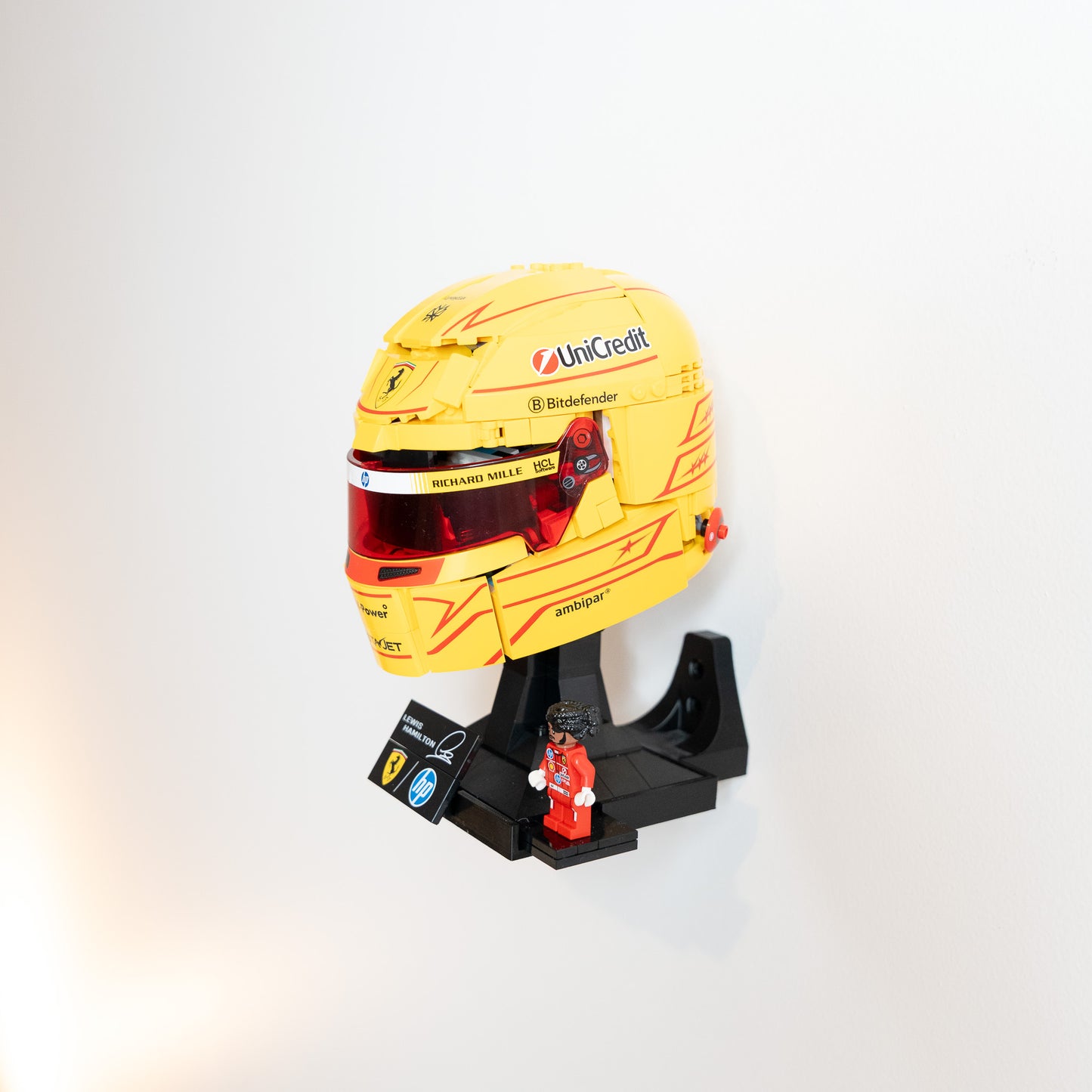 LEGO F1 helmet floating mount with included hardware