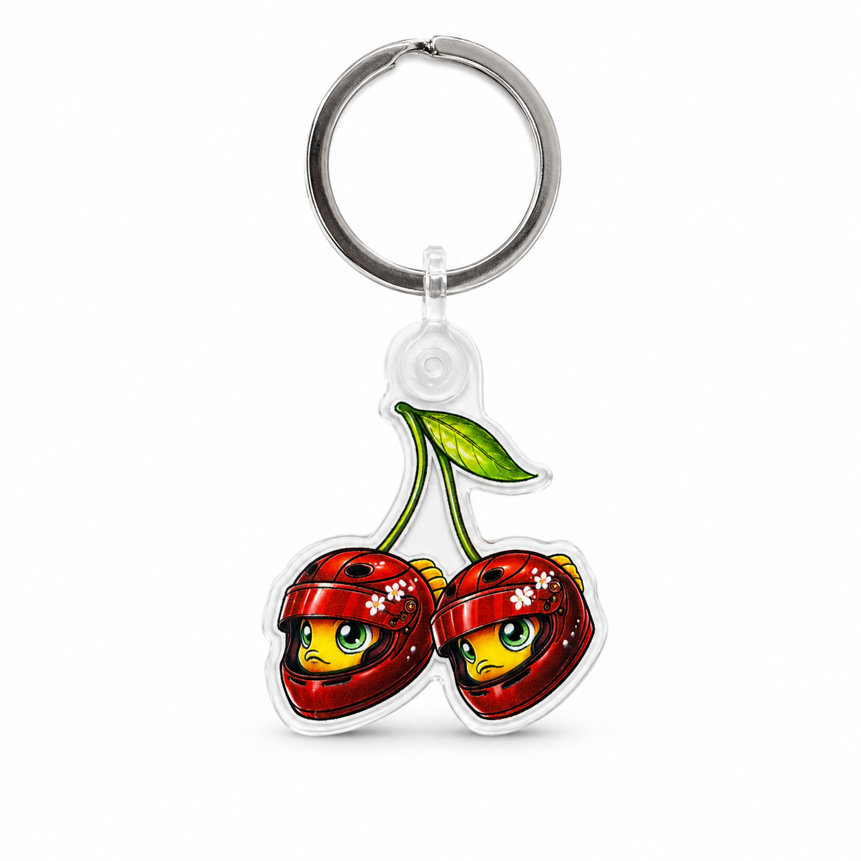 Sofishticated Designs Acrylic Keychain — Cherry Racing Helmet