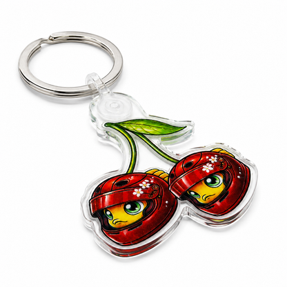 Sofishticated Designs Acrylic Keychain — Cherry Racing Helmet