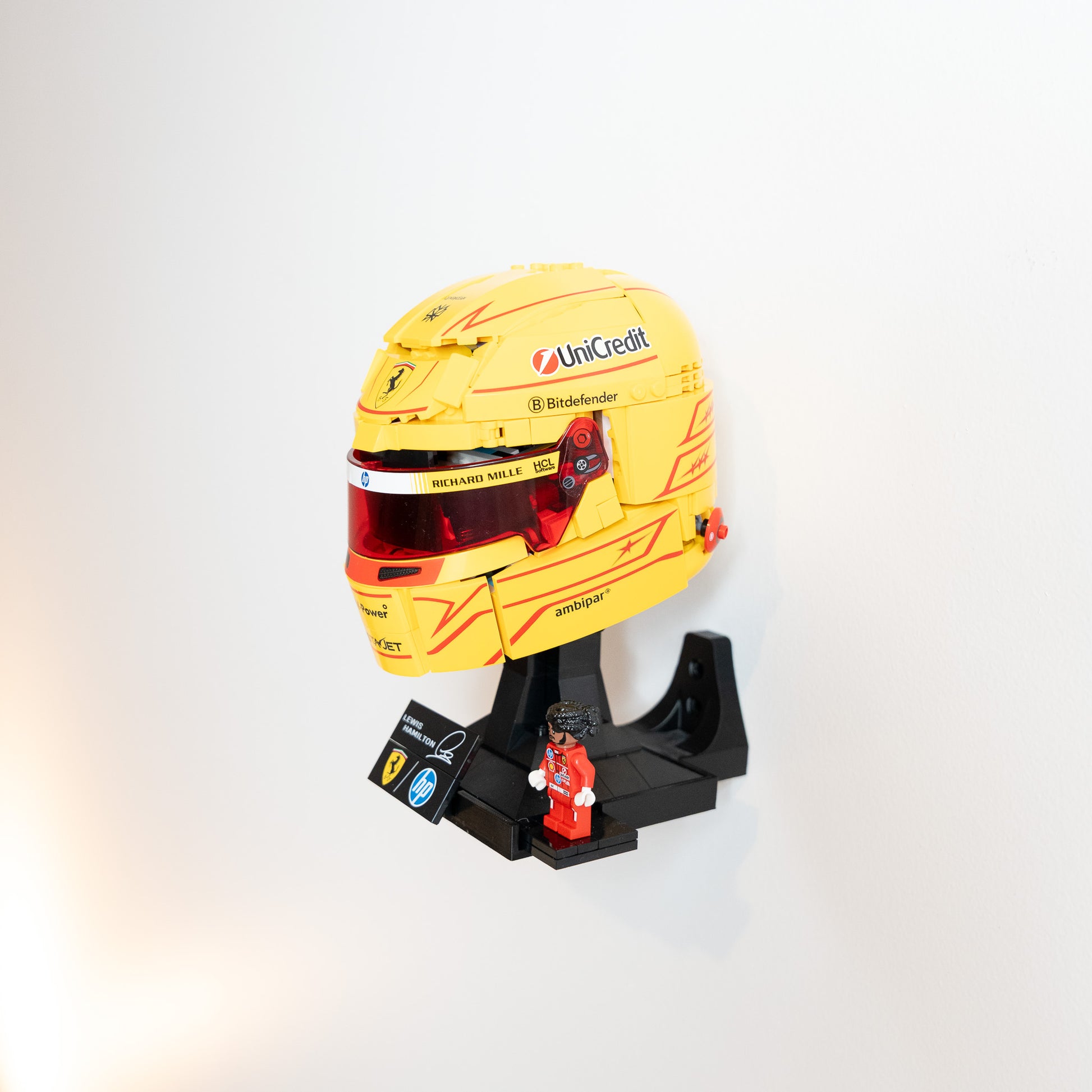 LEGO F1 helmet floating mount with included hardware