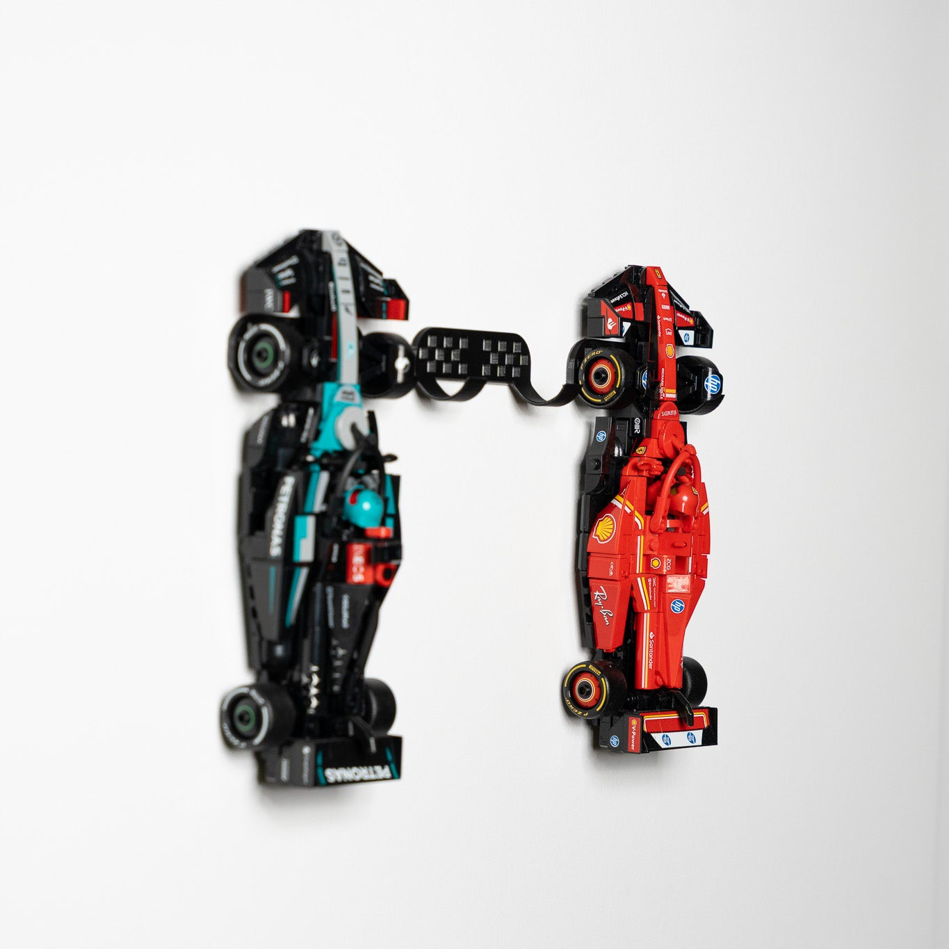 LEGO F1 Speed Champions car wall mount, three-quarter view