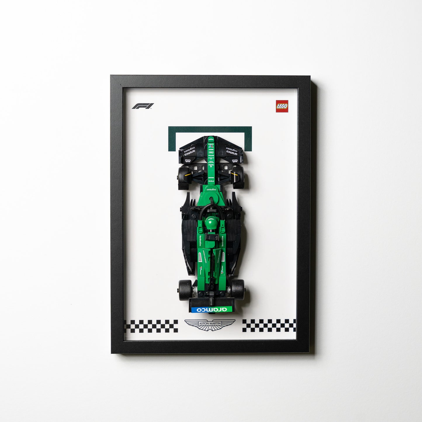 Side profile of the framed LEGO Speed Champions F1 car